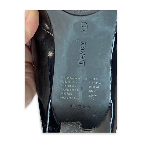 Dexter Black Patent Peep Toe Heels With Gold Studs Size 9 - Picture 8 of 12